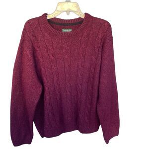 David Taylor Cable Knit Sweater Mens Extra Large‎ Maroon Grandpa Winter Holiday